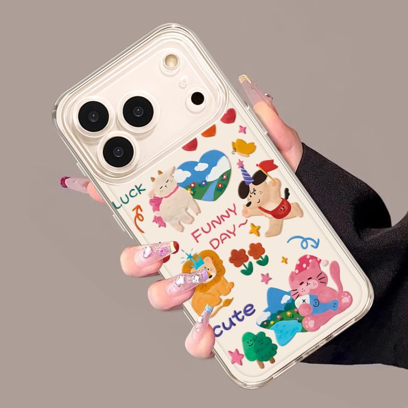 สัตว์น่ารักเหมาะสําหรับ iPhone17promax เคสโทรศัพท์สไตล์ใหม่ iPhone17e กันกระแทก iphoneAir ยางนุ่ม 17