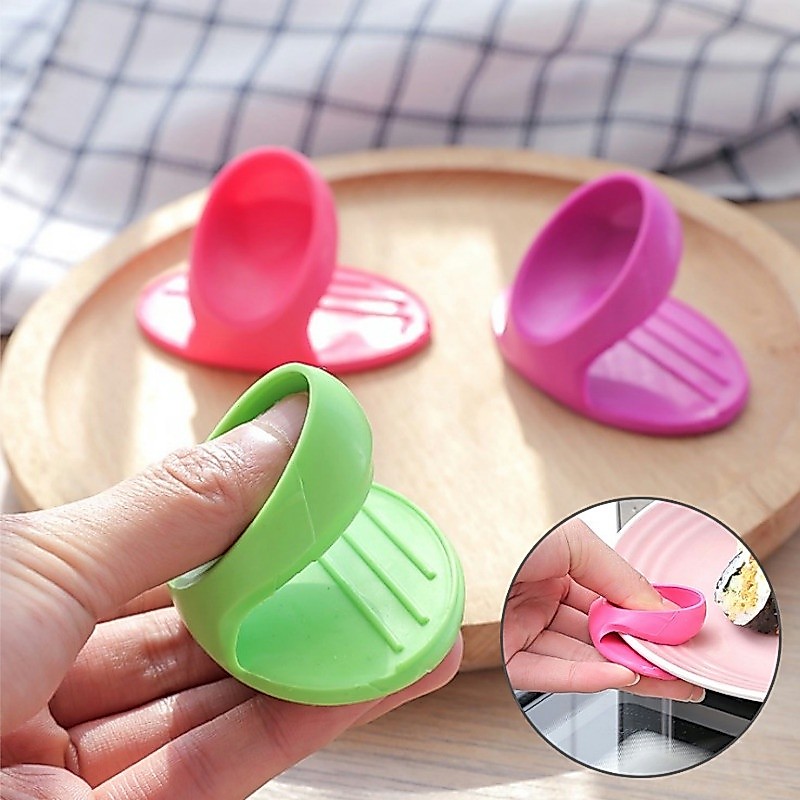 ถุงมือซิลิโคนหุ้มฉนวนกันความร้อนสําหรับหนีบชามหม้อกระทะ / จับโต๊ะอาหาร Gadgets
