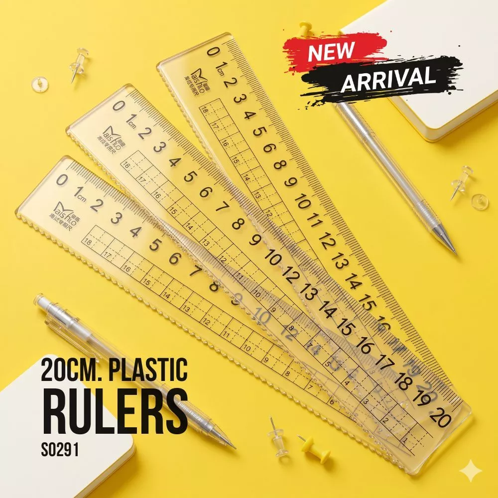 S0291 ไม้บรรทัด สีใส 20cm ไม้บรรทัดพลาสติก ขอบหยัก อุปกรณ์เครื่องเขียน ของแจก นักเรียน