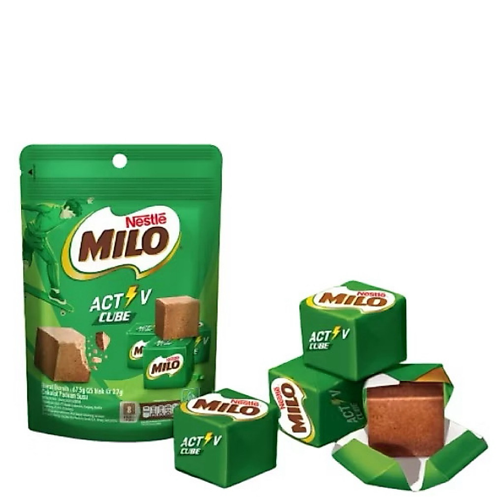Nestle Milo Activ Cube ไมโลอัดเม็ดทรงสี่เหลี่ยม ขนาด 67.5 กรัม มีประมาณ 25 ชิ้น สินค้ามีฮาลาล จากอินโดนีเซีย BBF.05/2026