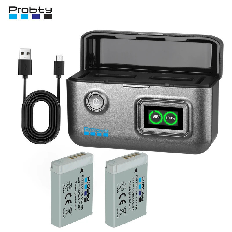 NB-13L แบตเตอรี่ 1600mAh และเครื่องชาร์จสําหรับ Canon PowerShot G1 X Mark III, G5 X, G7 X, G7 X Mark