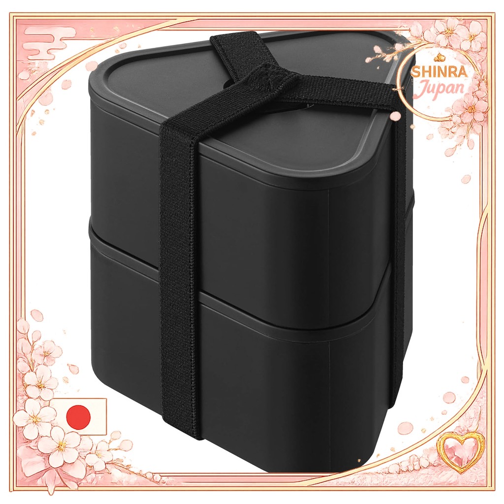 《Direct From Japan》  Yamazaki Jitsugyo Sealed Rice Ball Case with Valve, Set of 2, Black W10.6 x D9.