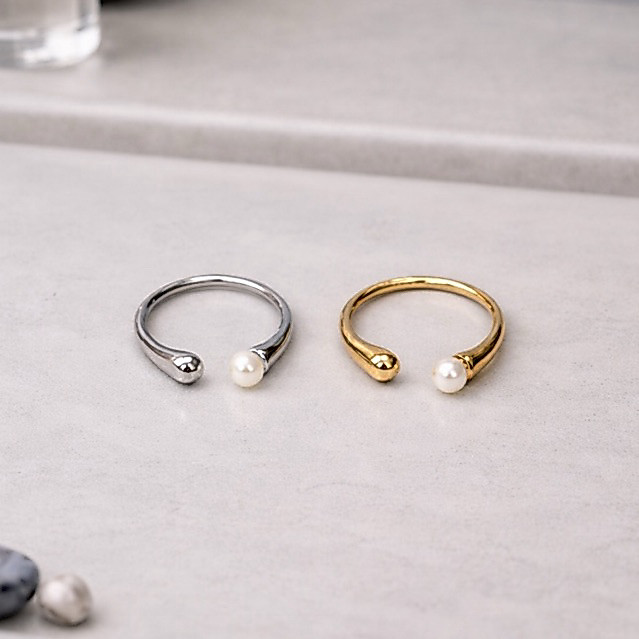 thegoodpieces - Ivory dot ring แหวนสไตล์มุก แสตนเลส ไม่ลอกไม่ดำแพ้ง่ายใส่ได้