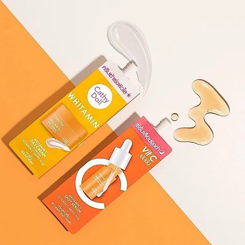 Cathy Doll Whitamin C Day Cream & Whitamin C Spot Serum 6ml+6ml เคที่ดอลล์ วิตามินซีเข้มข้น