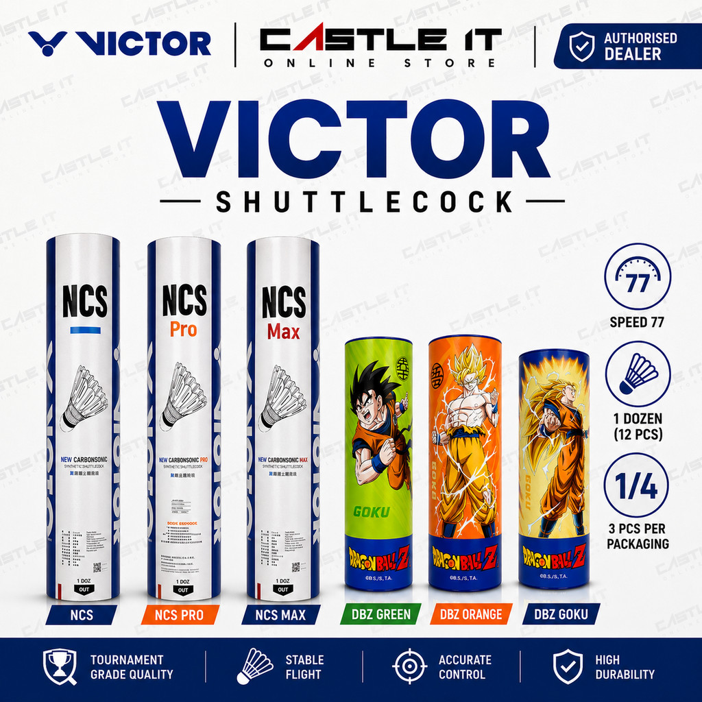 VICTOR NCS Speed77 NCS PRO NCS MAX DBZ ลูกขนไก่แบดมินตันสังเคราะห์ 3 ชิ้น 12 ชิ้น