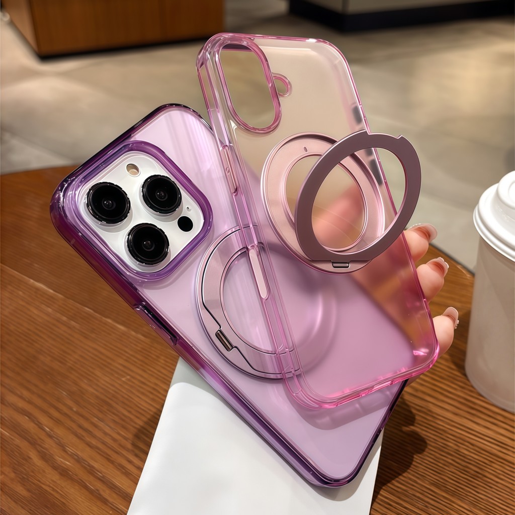 โลหะฝ้า 360° หมุนวงเล็บแม่เหล็กเคสใสสําหรับ ไอโฟน 17 16 รูปที่ 2