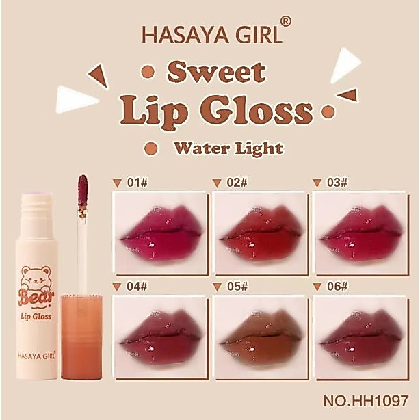 HH1097 HASAYA GIRL ทินต์กลอสปากฉ่ำวาว ปากเงาและชุ่มชื่น พร้อมสีที่พิกเม้นเเน่น ติดทนทั้งวัน