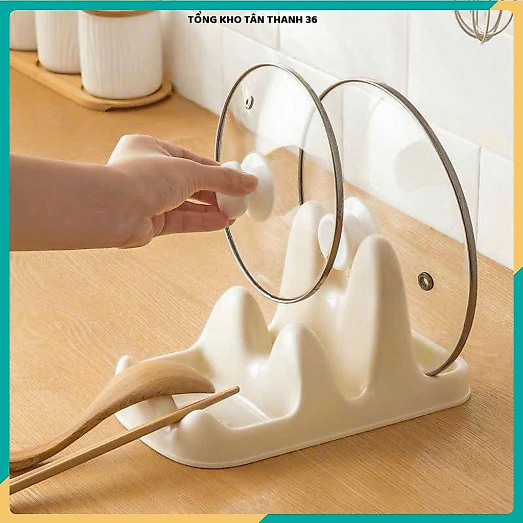 (COMBO of 3) 3 COMPARTMENT POT LID TRAY, SMART ANTI-SLIP COOKING SPOON และ FORK SHELF
