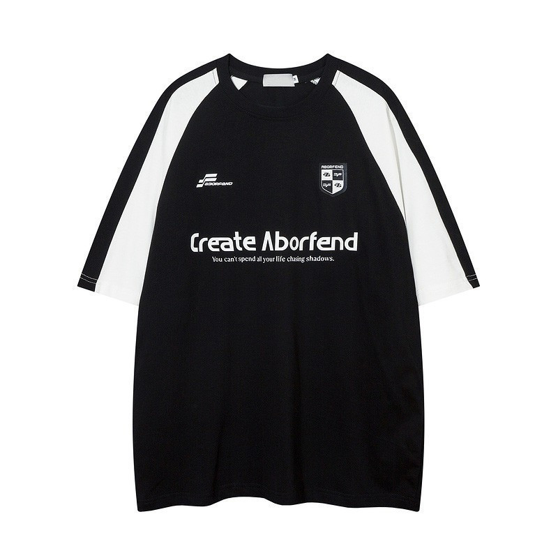 เสื้อยืดNoเพศหวงเสื้อยืดขนาดใหญ่ท้องถิ่นแบรนด์ครึ่งแขนรอบคอขนาดใหญ่อเมริกันหลวมรูปแบบเสื้อยืดหลวมแขน