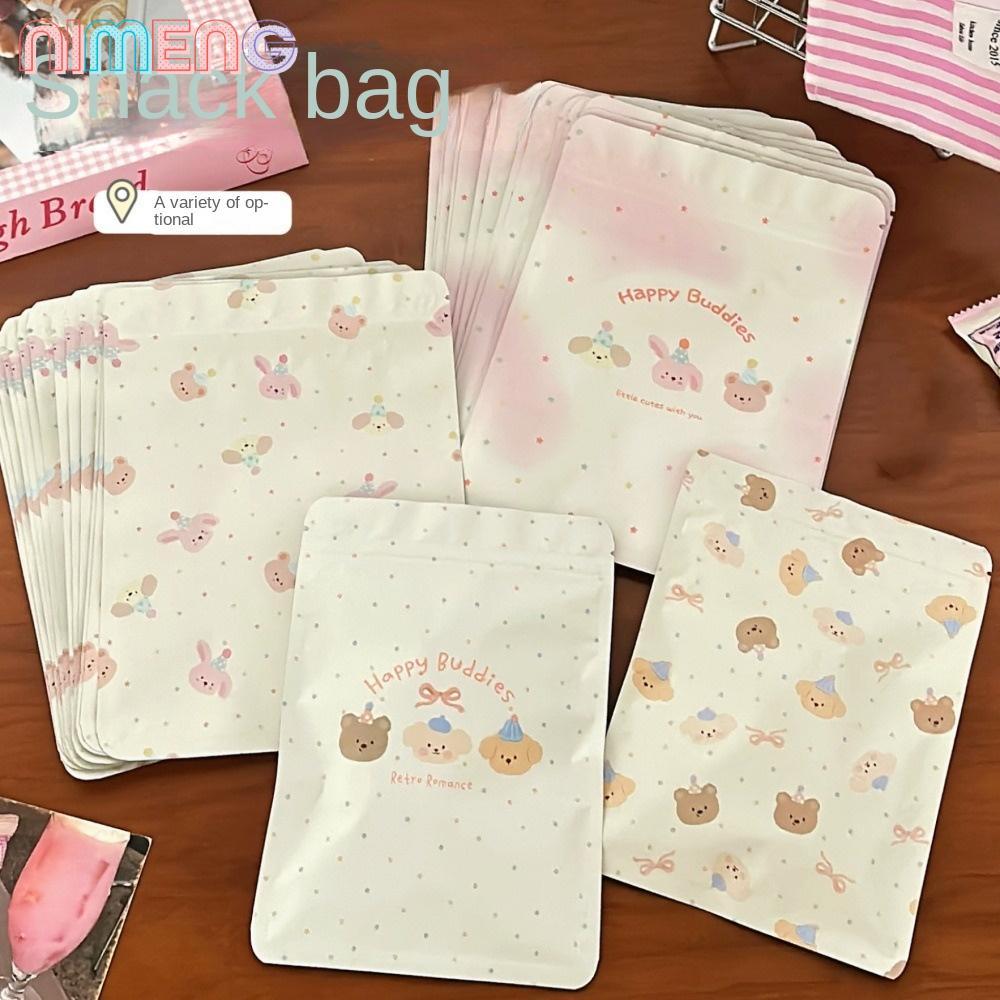 NIMENG 20/50 ชิ้น OPP ถุงของขวัญ, หมีน่ารักการ์ตูนสัตว์บิสกิตถุงขนม, พลาสติก Self กาว Idol Photo แขนป้องกันวันวาเลนไทน์ Party Decor