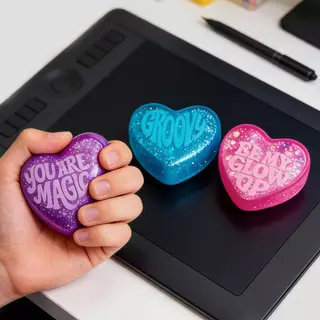 【💜ส่งไวจากไทย💜】 Schylling NeeDoh Teenie Sparkle Hearts ชุด 3-in-1 สกุชชี่หัวใจ สโลวรีบาวด์ ของเล่นคลายเครียด