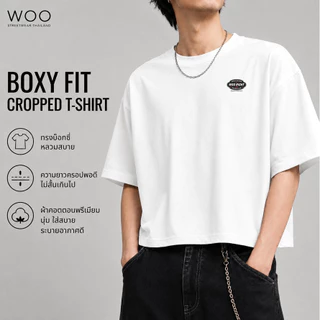 COD จัดส่งตลอด 24 ชั่วโมง Woo Right Cropped T-Shirt เสื้อยืดไม่มีลาย boxy tee Oversiz เสื้อยืด ทรง