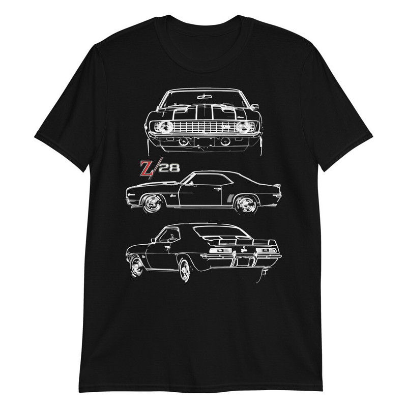 1969 Camaro Z28 302 Muscle Car Collector Outline Art Gift เสื้อยืดแขนสั้น
