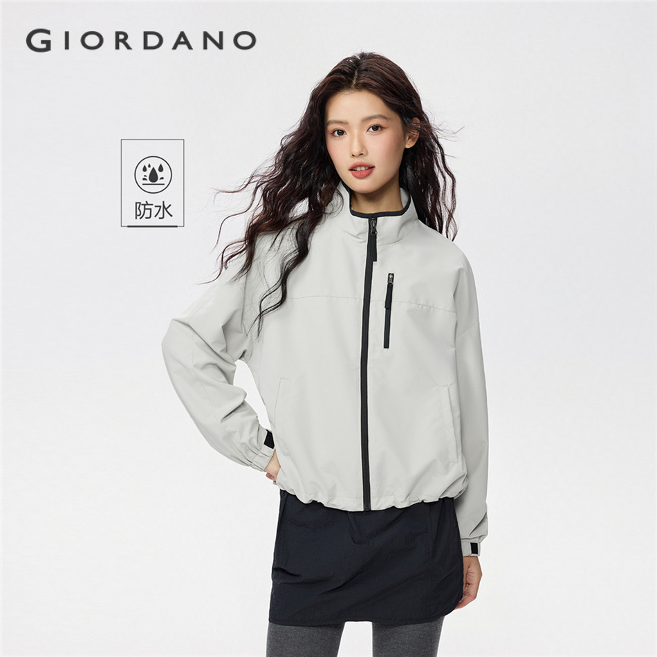 GIORDANO WOMEN Stand collar waterproof loose windbreaker 05375685