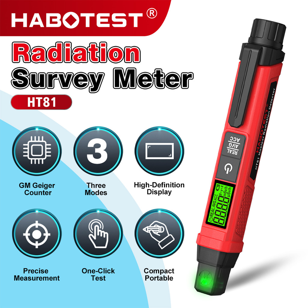 HABOTEST HT81 เครื่องตรวจจับการสํารวจรังสีแบบพกพาแบบใช้มือถือความแม่นยําสูงแม่เหล็กไฟฟ้า EMF Meter ประเภทปากกาเครื่องทดสอบแบบไม่สัมผัสเครื่องตรวจจับสนาม