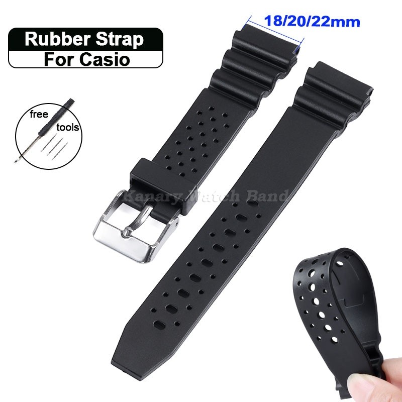 18 มม.20 มม.22 มม.ยางซิลิโคนนาฬิกาสําหรับ Casio W800H F91W F84 F105/108/A158/168 กันน้ํากีฬานาฬิกาดําน้ําผู้ชายผู้หญิง Wristbelt สร้อยข้อมือ