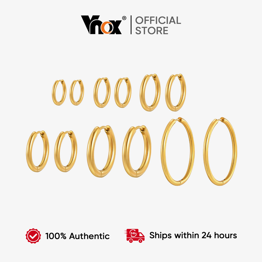 ต่างหูห่วงคลาสสิกสำหรับผู้หญิง ทำจากวัสดุไม่แพ้ง่าย สีทอง 18K ไม่ดำกรяз