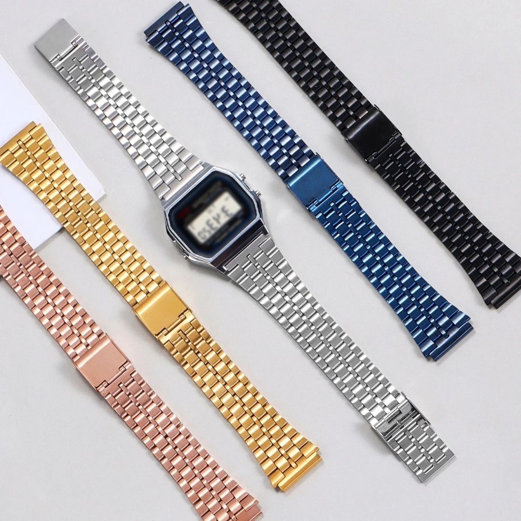 Substitute Small Square Retro Solid Bracelet AE-1200 A168 F-91 LA-670 Electronic Small Square Strap2