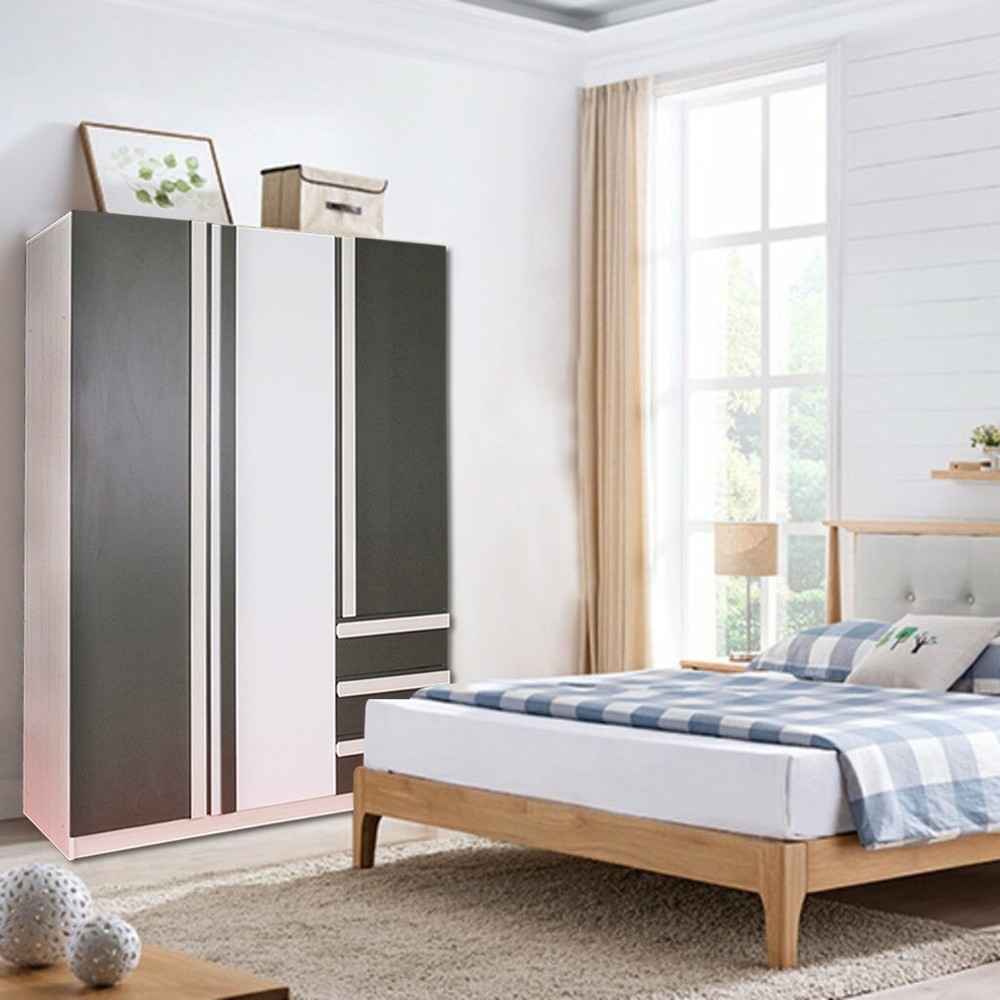 good.garden29 DELICATO ตู้เสื้อผ้า 2 บาน 3 ลิ้นชัก รุ่น ฟอร่า ขนาด 135x60x200ซม. สีเมเปิ้ล / ผ้าเทา ยอดขายอันดับ1