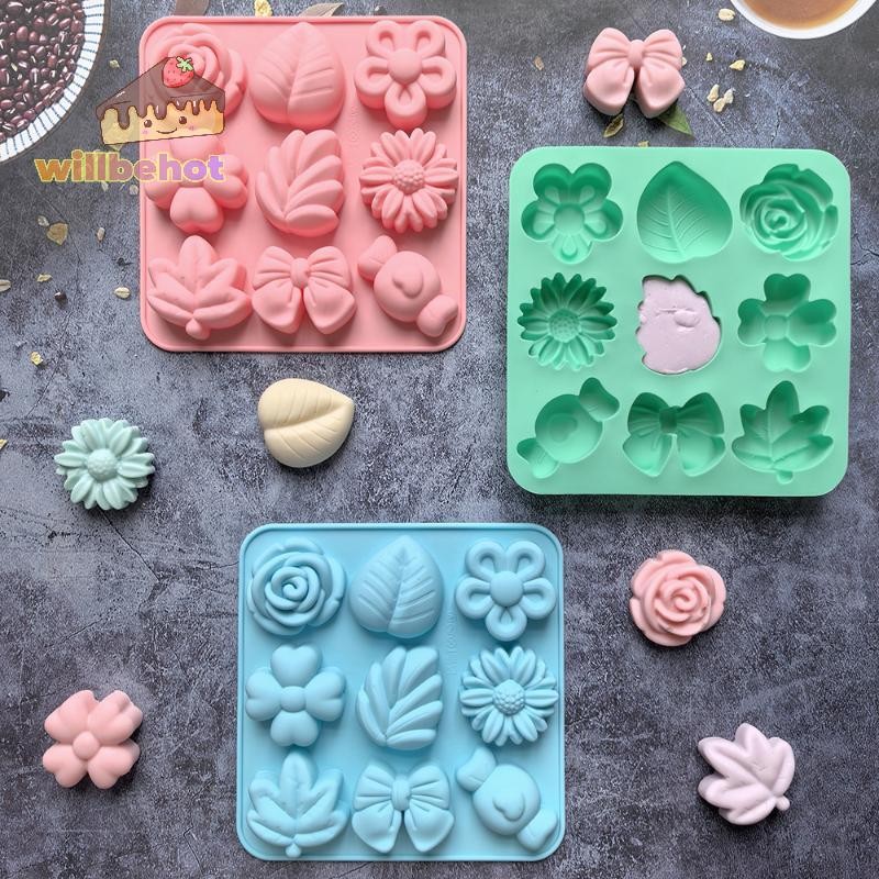 [Willbehot-t] 9 Cavity Flower Shaped Candyช็อกโกแลตซิลิโคนแม่พิมพ์ครัวเบเกอรี่เครื่องมือ [ใหม่]