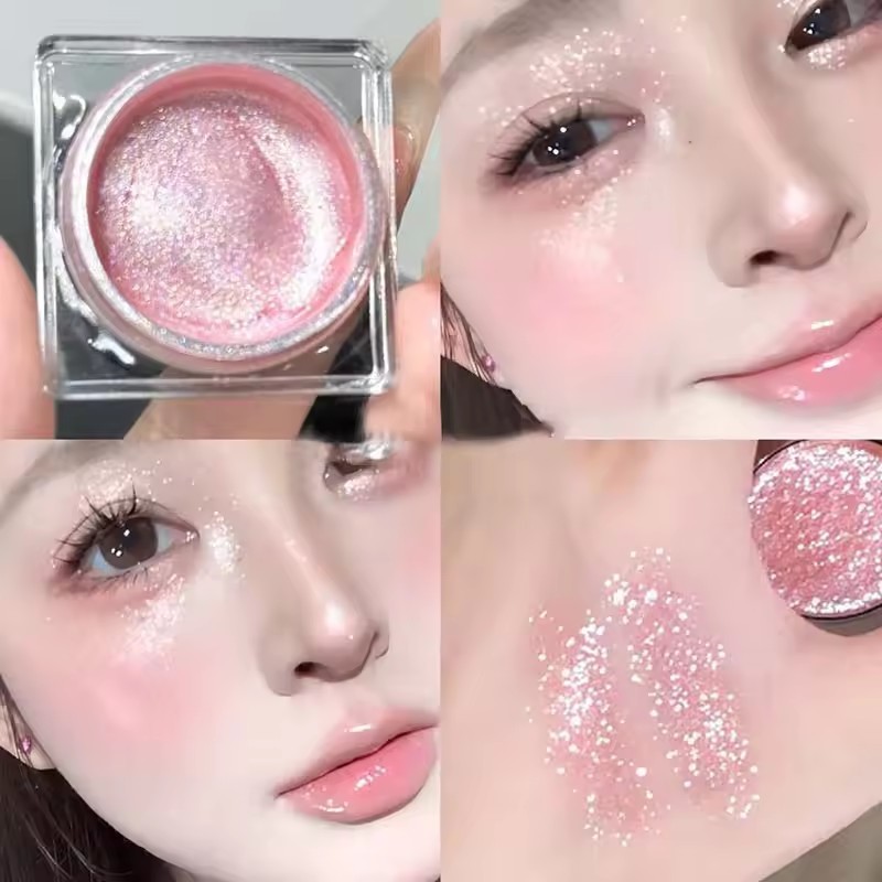 2 ชิ้น Pearl Glitter อายแชโดว์เจล Diamond Highlighter แต่งหน้า Shimmer โกหก Silkworm Pigment แห้งเร็ว Lasting Face Body เครื่องสําอาง