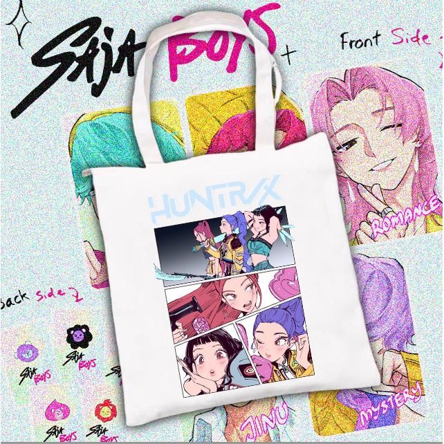 Kpop Demon Hunters Plain Cloth Bag Mira Rumi Zoey!Saja Tote Canvas Shoulder 049