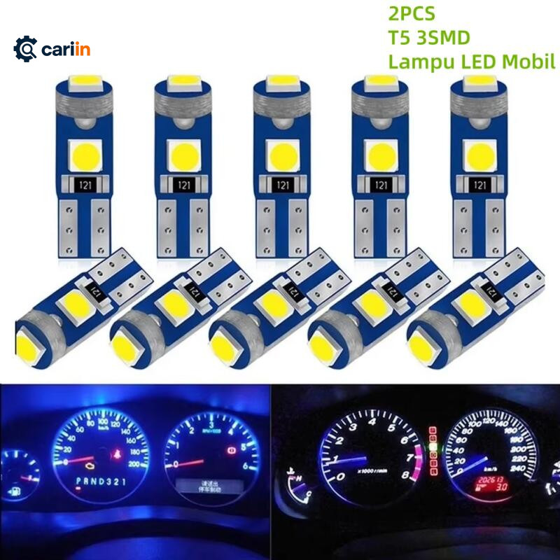 MATA 2pcs LED รถจักรยานยนต์ไฟรถ T5 3030 Canbus Speedometer แผง AC spido ซ็อกเก็ต T5 3 ตา
