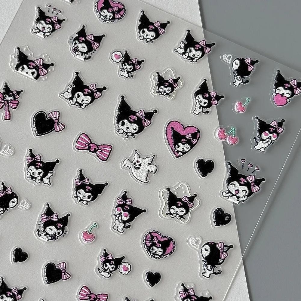 น่ารัก Hello Kitty Cat Kuromi สติกเกอร์การ์ตูน High Beauty เล็บการ์ตูนสติกเกอร์ 3d สติ๊กเกอร์ติดเล็บ