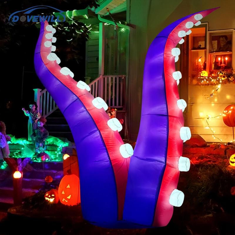 [Dovewill] 152 ซม.Light up Inflatable Octopus Decor ตกแต่งฮาโลวีน EU 220V ปลั๊กน้ําหนักเบาสําหรับปาร