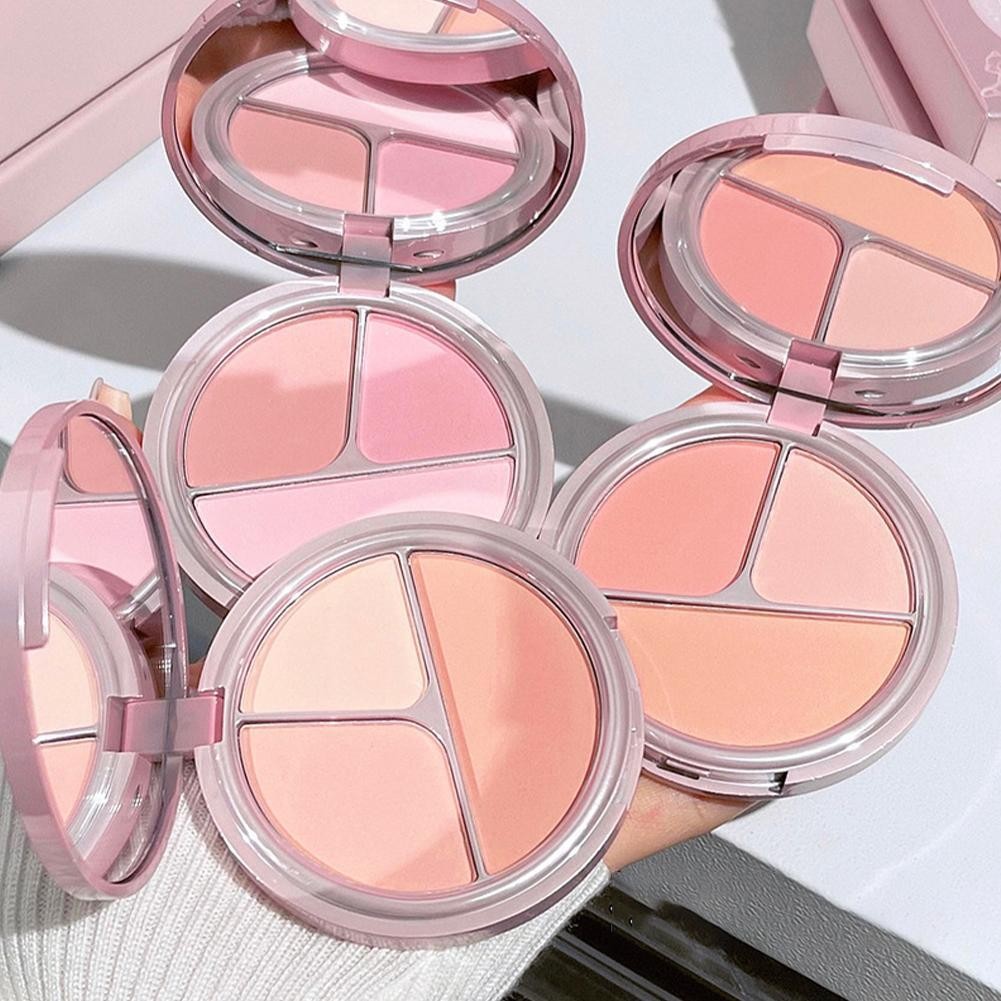 3 สี Face Blusher อายแชโดว์ Palette Matte Long Lasting Blusher ธรรมชาติ Pigmented แต่งหน้า Face U9o3