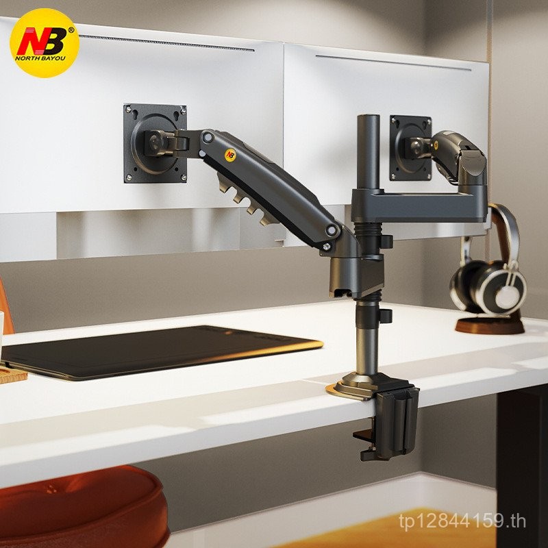 อุปกรณ์แสดงผลจอแสดงผล Dual Screen ยกคอลัมน์ H180 เดสก์ท็อปวงเล็บไฮดรอลิกคอมพิวเตอร์หมุน NB Bracket T