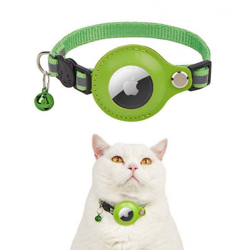 Airtag ปลอกคอแมวสะท้อนแสง Anti-Lost Quick Release Anti-Suffocation Buckle Bell Tracking Locator Pet