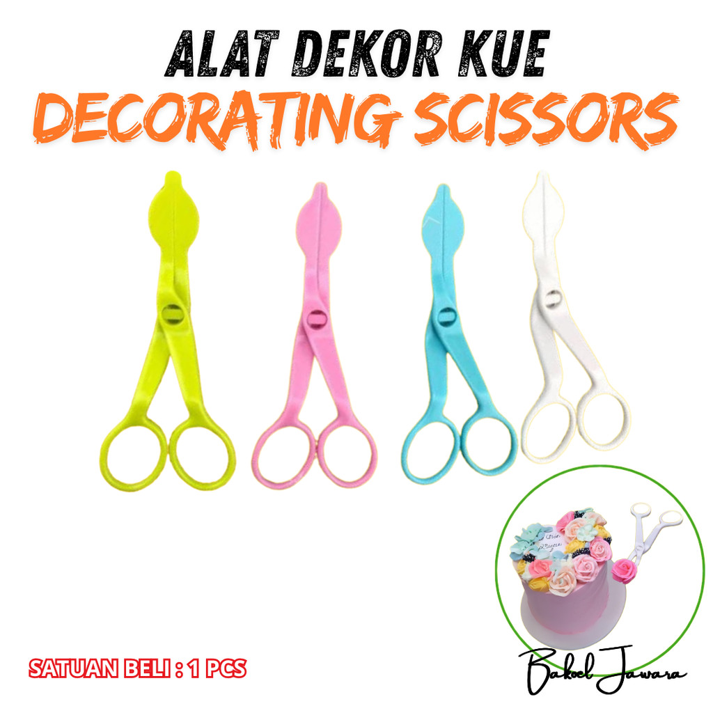 MAWAR (1 ชิ้น) ROSE CREAM SCISSORS เค้ก DECORTATION TART CREAM FEDONT WEDDING เค้กดอกไม้ครีม