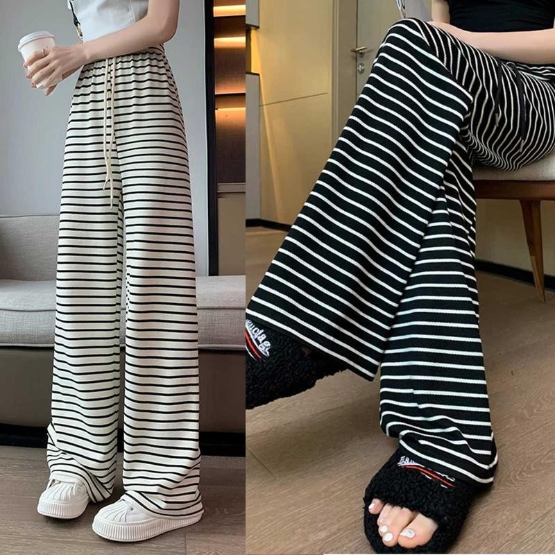 กางเกงเป็นแบบเกาหลีสไตล์สไตล์ ลายลายดำขาว ผ้านิ่มละมุน สวมใส่สบาย เก๋ สไตล์ทันสมัย Clothing Pants Women ผู้หญิง เสื้อผ้า