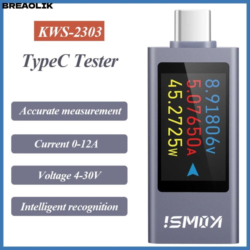 BREAOLIK Power Meter Tester, PD DC 4-30V 0-12A Current และแรงดันไฟฟ้า Monitor, แบตเตอรี่ความจุ Type-