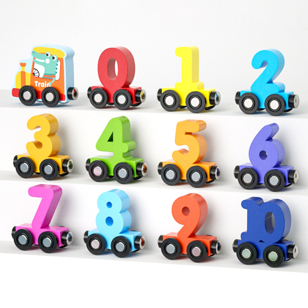 รถไฟแม่เหล็กไม้ชุดของเล่นเรียนรู้ตัวเลขเพื่อการศึกษา - รูปที่ 7
