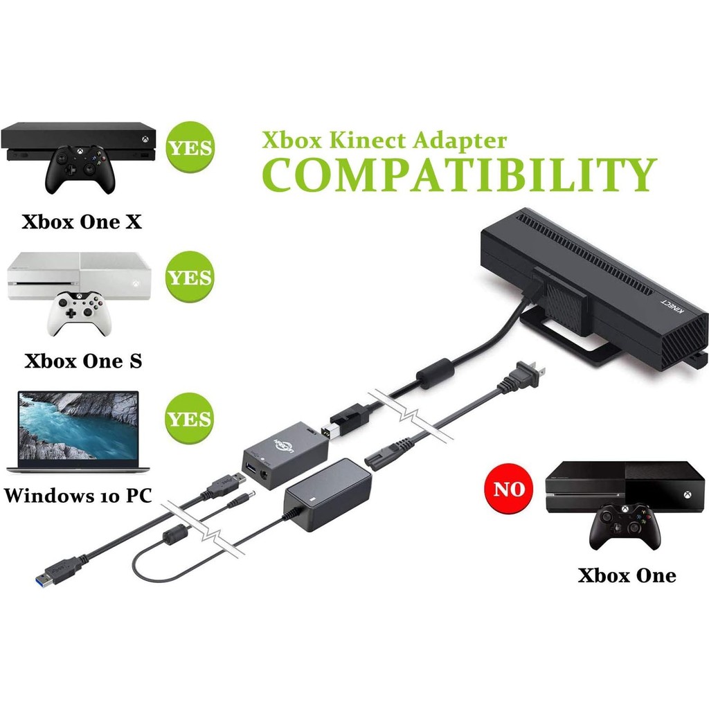 อะแดปเตอร์ Kinect สําหรับ Xbox One S Xbox One X Windows PC [UL Listed] Xbox Kinect Adapter แหล่งจ่าย