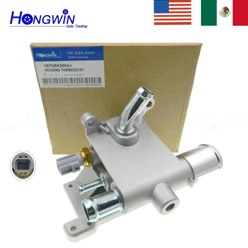 Water Outlet เครื่องยนต์ Coolant Thermostat ที่อยู่อาศัย + เซ็นเซอร์สําหรับ Mazda 3 5 7 LF011517Z LF