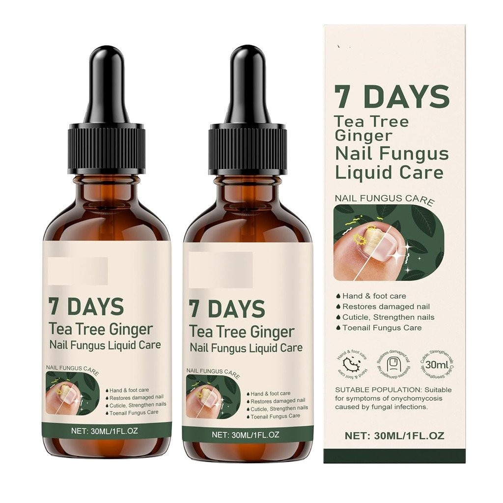2 Bottles 7 Dayz Tea Tree Ginger Treatment Serum for Toenail, Moisturize the Cuticle & Strengthen Na