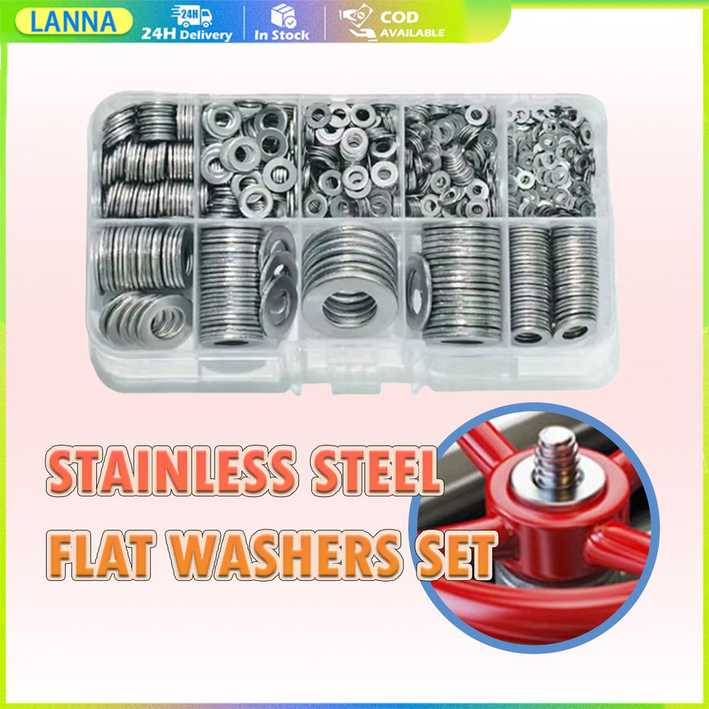 ร้านอยู่ที่ไทย ชุด360ชิ้น แหวนรองน็อตสแตนเลส M2-M10 แหวนอีแปะ flat washer stainless steel เครื่องมือช่าง