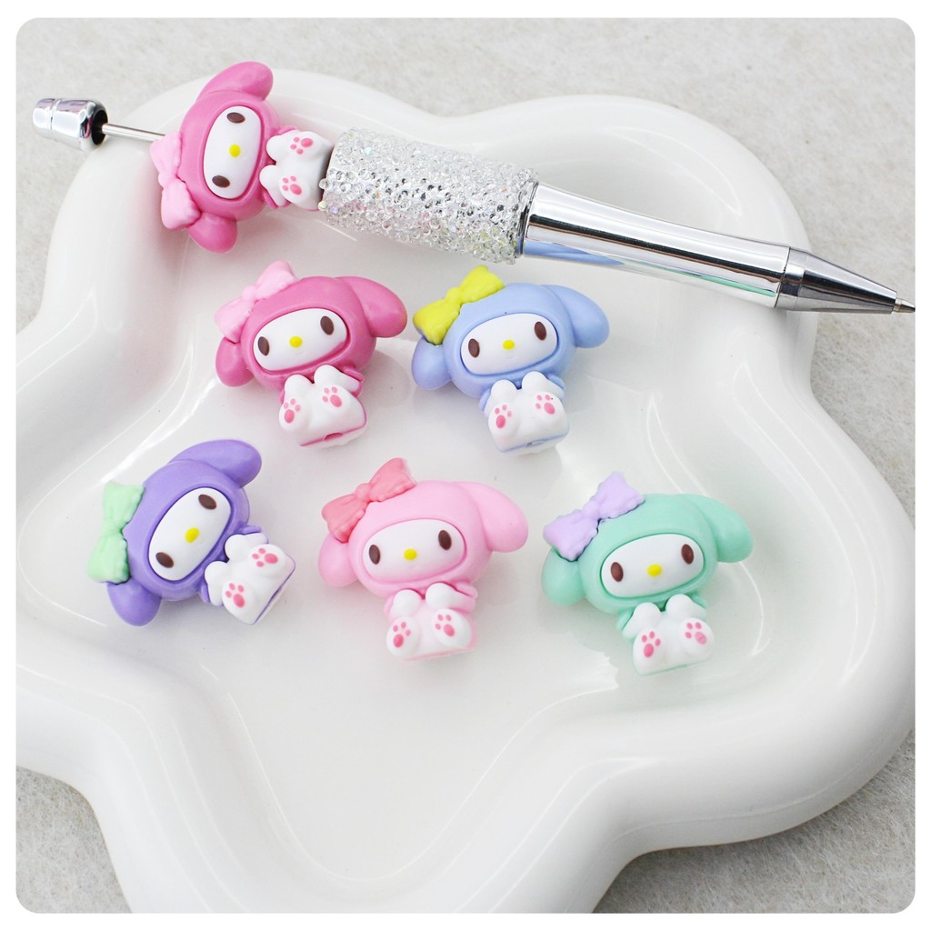 SANRIO อุปกรณ์ประดับ-cartoon แบบนั่ง DIY ห่วงโซ่มือถือ พวงกุญแจลูกปัด