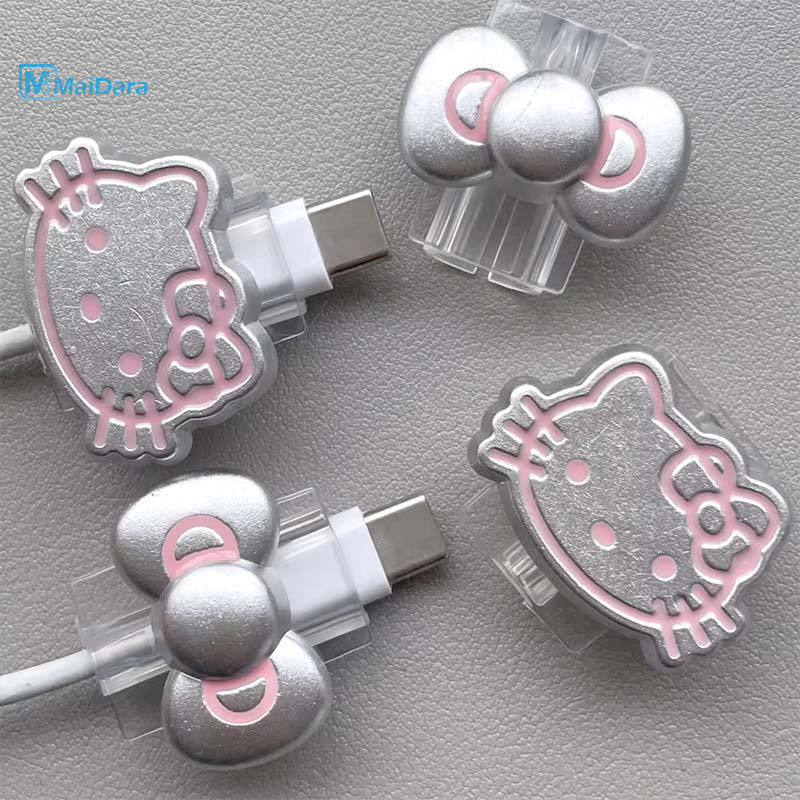 USB ป้องกันสายไฟ เคสป้องกัน เคสป้องกันที่ชาร์จคิตตี้ เหมาะสำหรับสายเคเบิลข้อมูล IP/Type-C แบบใส Android