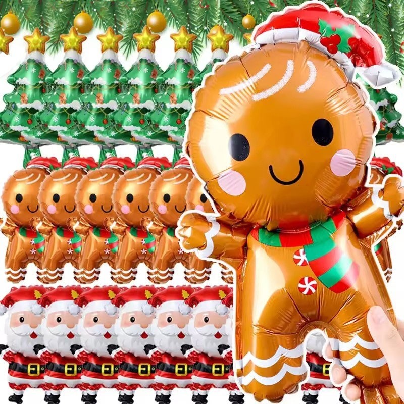 ลูกโป่งฟอยล์ต้นคริสต์มาสขนาดเล็ก / ลูกโป่งเป่าลมตกแต่งลายซานต้าคลอสขนมปังขิง