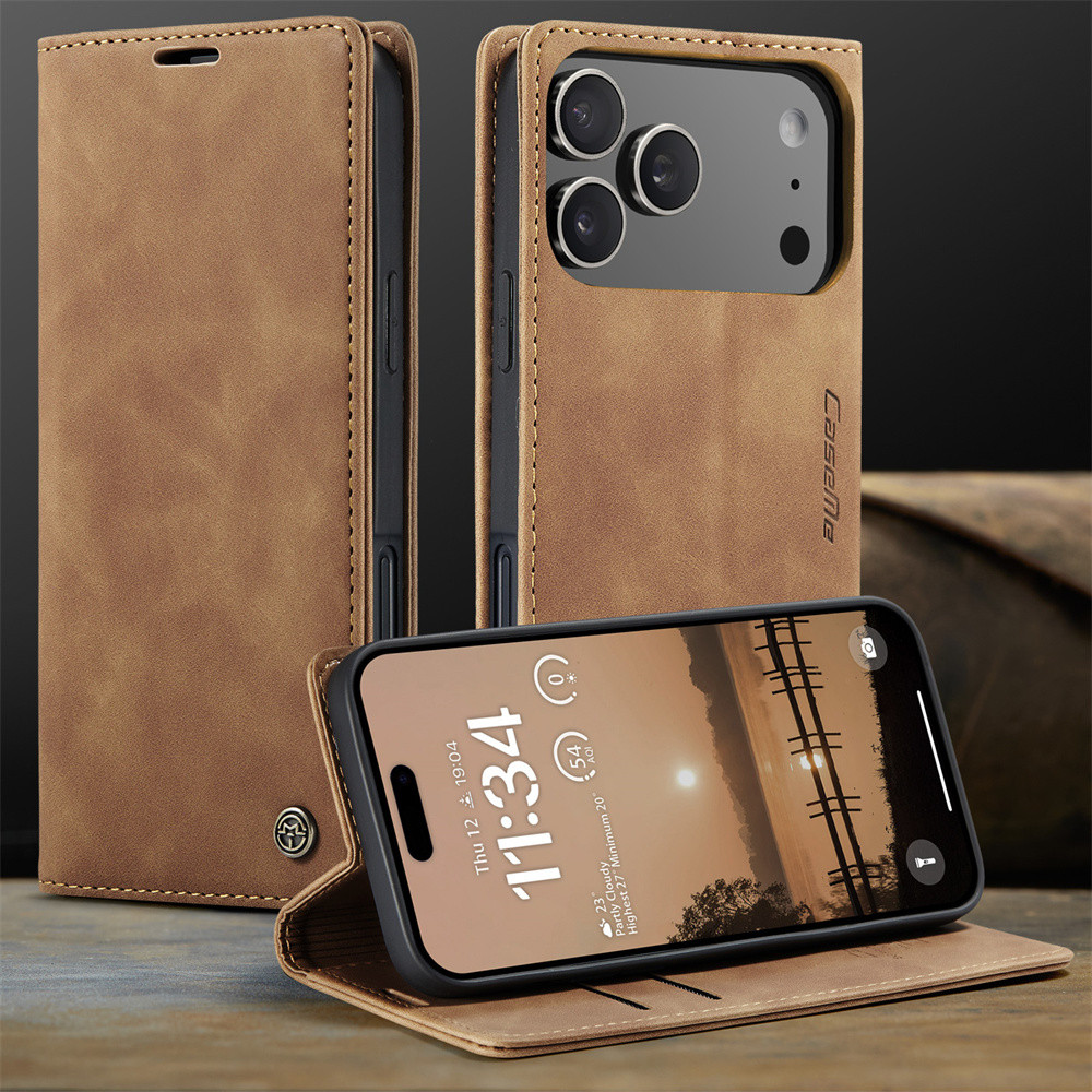 ปลอกสําหรับ IPhone 17 Pro Max IPhone17Pro 17 ProMax Flip Matte PU หนังเคสโทรศัพท์กันกระแทกช่องเสียบการ์ดกระเป๋าสตางค์กรณีปกหลัง