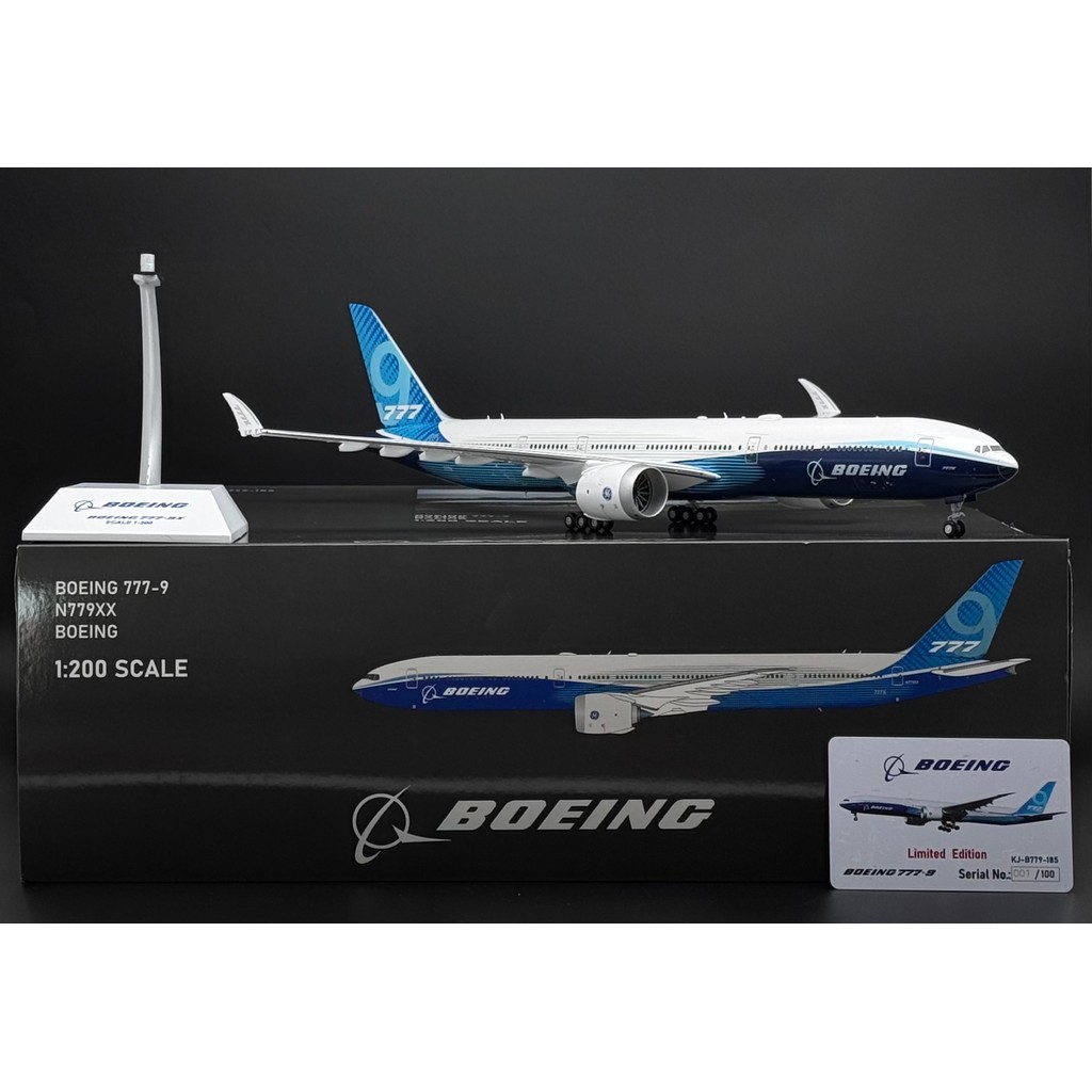 JC โบอิ้ง B777-9X เคลือบโรงงานเดิม 1/200 เครื่องบินโลหะผสม รุ่น N779XX ปีกพับ