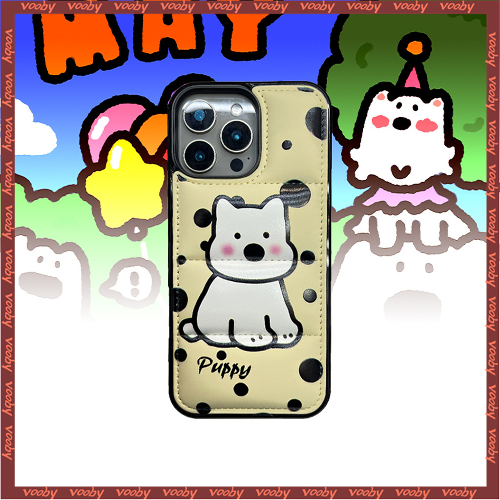 น่ารักการ์ตูน Polka Dot สุนัขป้ายลงเสื้อแจ็คเก็ต Hard Shell เคสโทรศัพท์เหมาะสําหรับ IPhone16 16P 16P