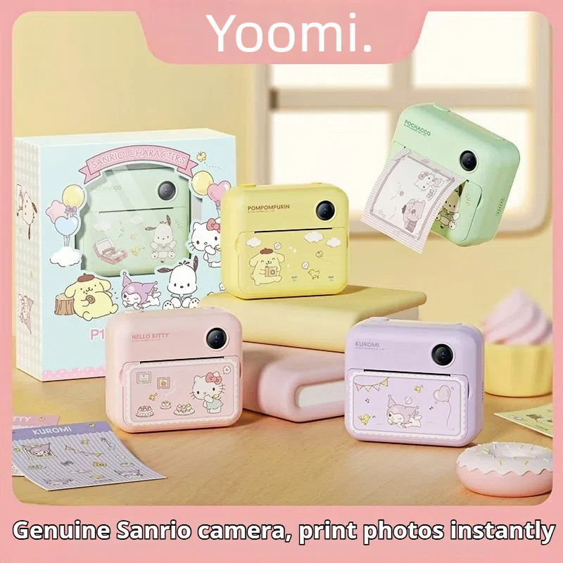 กล้องเด็ก Sanrio P1 พิมพ์ภาพได้ 4800ล้านพิกเซล กล้องคู่ หน้าจอชัด วิดีโอคุณภาพสูง Kuromi กล้องCCD ของขวัญวันเกิด