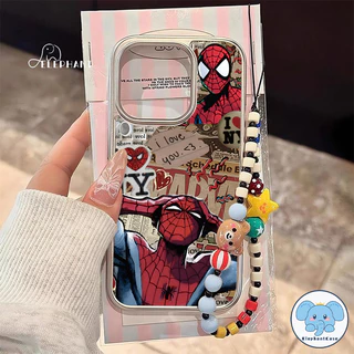 เคสกรอบเคลือบไฟฟ้าสุดหรูลายกราฟฟิตี้สไปเดอร์แมน สำหรับ IPhone 13 16 11 15 12 14 Pro Max XR X XS Max 16 7 8 15 Plus