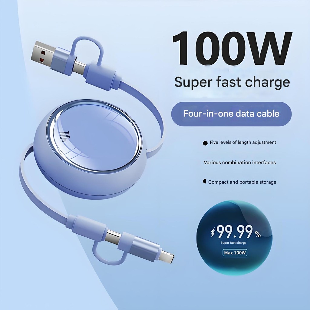 USB C ชาร์จเร็ว 100W สายเคเบิลข้อมูลแบบพับเก็บได้ USB A ถึง Type C สําหรับ Samsung S21 S23 S24 S25 Xiaomi 13PRO 14PRO 15PRO โทรศัพท์มือถือลวด