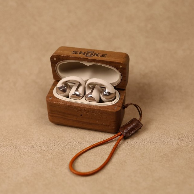 เหมาะสําหรับ Shokz OpenDots ONE E310 | เคสป้องกันหูฟังวอลนัททํามือเนื้อไม้เนื้อแข็ง